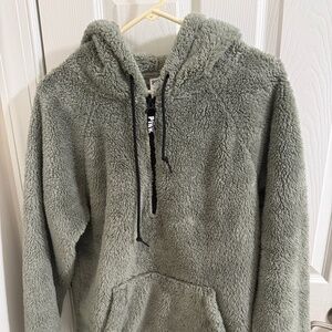 PINK fleece Sherpa pullover hoodie Sz S
